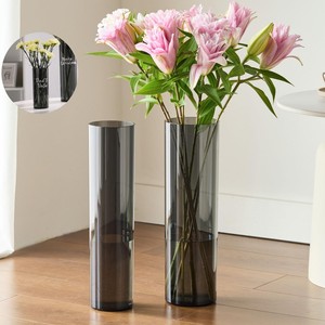 Jarrón de Plástico Acrílico Transparente Negro de 10 y 12 Pulgadas, Recipiente <span class=keywords><strong>para</strong></span> Flores de Varios Tamaños <span class=keywords><strong>para</strong></span> Decoración de Mesa de Boda - Product Image 3