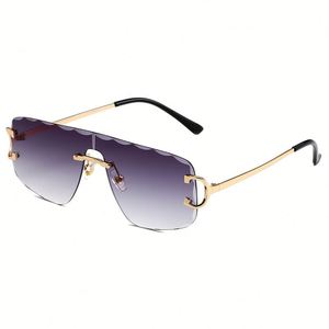 Lunettes de soleil carrées sans monture avec verres dégradés UV400, branches en alliage vintage 2025, personnalisables avec logo, pour hommes et femmes - Product Image 1