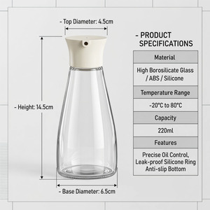 Bouteille à épices en verre créative de 220 ml (7,5 oz) pour la cuisine, usage domestique, pour l'huile, le sel, la sauce, le <span class=keywords><strong>vinaigre</strong></span> - Product Image 5