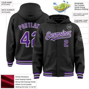 Fanscustom vêtements de sport personnalisés sweats à capuche universitaires personnalisés veste Bomber en cuir maillots d'équipe pour adultes adolescents pour Baseball - Product Image 2