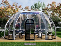 Tenda bintang 360 derajat transparan tahan hujan isolasi termal luar ruangan sinar matahari hijau Rumah gelembung Restoran