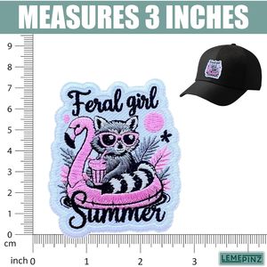 Parche bordado personalizado Feral Girl Summer de 3 pulgadas, termoadhesivo o para coser, aplique de tela para bolsos - Product Image 3