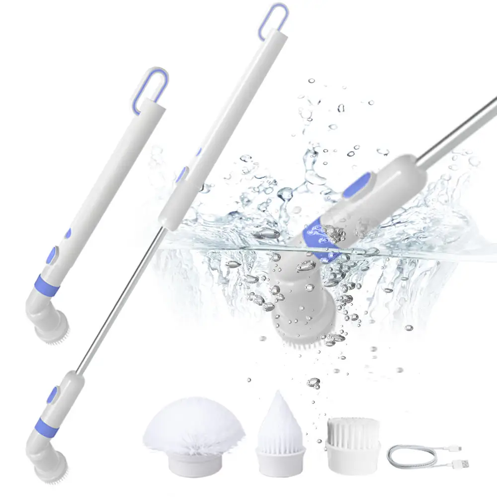 IPX 7 электроэнергии Ванная комната для очистки для скруббера Беспроводные с длинной ручкой 3 сменные Чистка насадки для зубной щетки