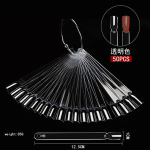 50 pièces de bâtonnets d'<span class=keywords><strong>ongles</strong></span> transparents en forme d'éventail avec anneau pour la pratique et la présentation de vernis à <span class=keywords><strong>ongles</strong></span> et de nail art, pour la présentation colorée en <span class=keywords><strong>manucure</strong></span> - Product Image 3