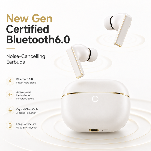 Premium Hearing Protection VPU Bone Voiceprint TWS Earbuds Adaptive ANC -65dB Wireless Earphones Bluetooth 6.0 Studio Sound