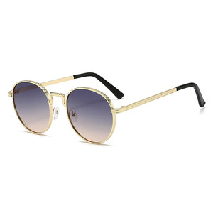 Retro <b>Round</b> Metal <b>Sunglasses</b> Gold <b>Frame</b> UV400 Protection Unisex Fashion Travel Outfits - Product Image 4