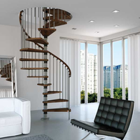 Einfach zu Installierende Villa-Gewerbe-Glas-Wendeltreppe, Innenbereich-Holzstufen-Helikal-Treppe für Wohngebäude