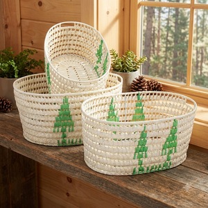 Best Choice Natural Eco-Friendly Vintage Shape Multifunctional Handmade Space-Saving Palm Leaf Kitchen Living Room Food <b>Basket</b> - Product Image 1
