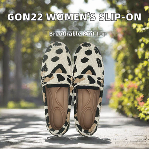 Leopard Print Knit Slip on Flats Women Loafers Breathable Round Toe Casual <b>Shoes</b> for Spring Summer Autumn Winter - Product Image 2