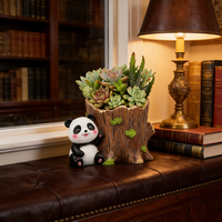 Pot de fleurs réaliste en résine en forme de panda - Pot de fleurs décoratif géant en forme de panda pour plantes succulentes, sculpture d'animal fantaisie pour la maison ou le bureau