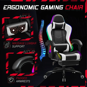 <span class=keywords><strong>2025</strong></span> Massagem Cadeira De Escritório 400LBS Cadeira Do Escritório Executivo com Apoio Para Os Pés Gaming Cadeira com Alto-falantes Bluetooth e Luzes LED RGB - Product Image 5