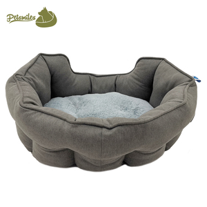 Hochwertiges Luxus-Leinen Komfortables Rundes Hundebett Pfotenform Hundebett Haustier Katzenbett - Product Image 4
