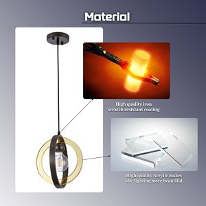 Lustre antique en bronze 40W E27 LED blanc chaud, luminaire suspendu industriel pour restaurant, abat-jour rond en verre - Product Image 4