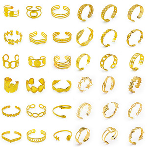 SZ413 Bijoux Oriole Vintage Bracelets Joncs Ouverts Ajustables Plaqué Or 18K pour Femme en Acier Inoxydable Inaltérable Empilable - Product Image 1