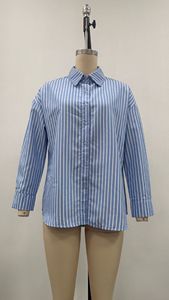 Camicia Casual da <span class=keywords><strong>Donna</strong></span> a Righe a Maniche Lunghe con Bottoni Frontali Vestibilità Ampia per Ufficio <span class=keywords><strong>Autunno</strong></span> <span class=keywords><strong>Inverno</strong></span> - Product Image 6