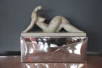 Taille personnalisée hôtel décor moderne corps humain moderne dame Figurine sculpture blanc pur marbre Art danse grosse femme Sexy Sculpture