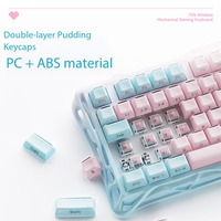 Keyboard Mekanik GravaStar K1 Lite dengan Keycaps Jelly, Nirkabel dan Berkabel Bluetooth, Gasket Ujian Mock Ketiga