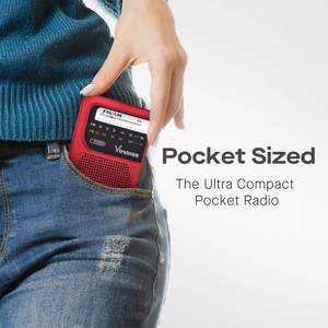 Radio AM FM Retro Roja de Bolsillo, Funciona con Pilas AA, Antena Telescópica de Alta Sensibilidad, Receptor de Transmisiones Portátil para Exteriores - Product Image 4
