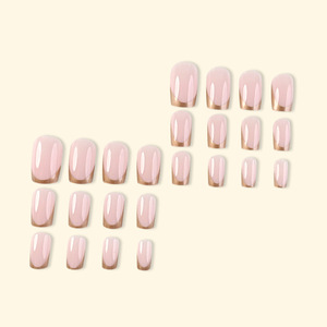 24 Uds. <span class=keywords><strong>Uñas</strong></span> <span class=keywords><strong>postizas</strong></span> francesas cortas con <span class=keywords><strong>pegamento</strong></span> usable Cabeza Cuadrada Simple Prensa en <span class=keywords><strong>uñas</strong></span> <span class=keywords><strong>postizas</strong></span> diseño de borde dorado palo de gelatina en <span class=keywords><strong>uñas</strong></span> - Product Image 5