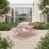 Meubles de jardin modernes de haute qualité pour l'extérieur, ensemble de 4/6 tables et chaises pliantes en métal, table et chaises de bistrot en acier coloré