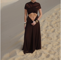 Nouvelle Robe Longue Plissée Unie Naturelle Tendance pour Femme, Sexy et Élégante, de Haute Qualité, Style Bodycon - Daraz Shopping Com