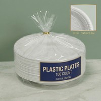 Ensemble d'assiettes jetables écologiques réutilisables pour mariage, en plastique doré et blanc transparent argenté, assiettes à dîner et à dessert