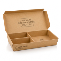 Boîte alimentaire compartimentée personnalisée écologique en papier kraft pour emporter, boîte à lunch pour sushis, salades, emballage de repas