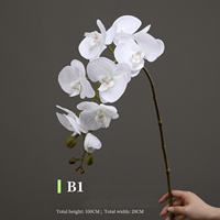 Orchidée Papillon Artificielle Haut de Gamme 100cm à 8 Têtes, Effet Soie Hydratée, Toucher Réel, Fleur Décorative