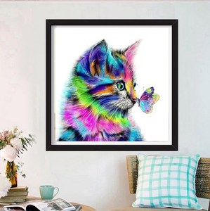 Carré bricolage petit artisanat points peinture outils <span class=keywords><strong>art</strong></span> perceuse complète chat coloré 5d diamant peinture pour la décoration de la maison - Product Image 2
