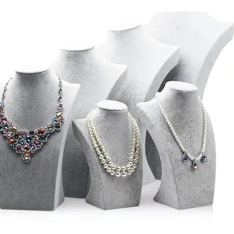 FSD Customized High Quality Handmade Elegant Velvet PU Microfiber Earring Holder Jewelry Busts Necklace Display