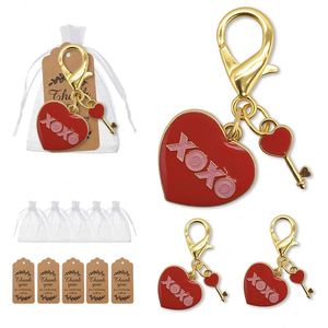 Valentine's Day Party Favors Gifts Heart XOXO Keychains with Organza <b>Bag</b> - Product Image 1
