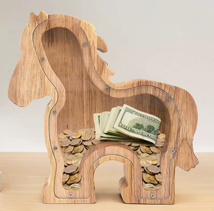 Salvadanaio a forma di cavallo in legno - Product Image 3