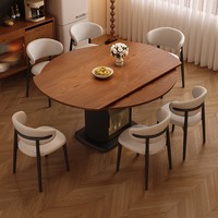 Französischer Vintage-Stil Runder Massivholz-Esstisch mit Drehplatte und Halbset Stühle, Geeignet für Restaurants und Hotels