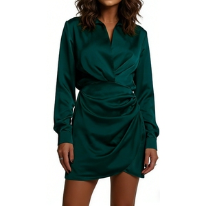 Robes plissées en satin pour femmes, nouvelle collection automne, tendance - Product Image 1