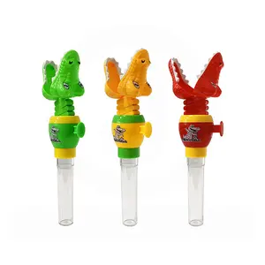 New Arrival Hot Selling Promotional Gift Crocodile Telescopic Rod Candy Bottle Container Candy Toys For Kids