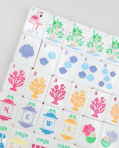 Eleshine ES-MJ94Y Luxury Tropical Palm <b>Garden</b> Theme Mahjong Set 4 Players Durable Ceramic - Product Image 4