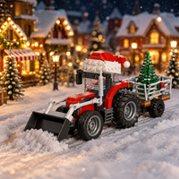 Ensemble de blocs de construction de tracteur à neige de Noël 428 pièces avec cabine à chapeau de Père Noël, arbre de Noël et accessoires de fêtes