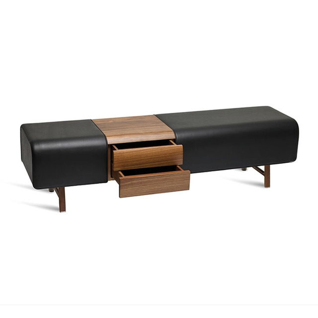 Italian Luxury Modern Solid Wood Leather Upholstery Storage Shoe-Changing Stool Bench Home Hotel Use Living Room Entry