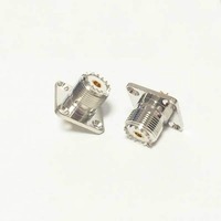 Connecteur coaxial RF UHF SO239 femelle, adaptateur de montage sur panneau à 4 trous avec coupelle à souder