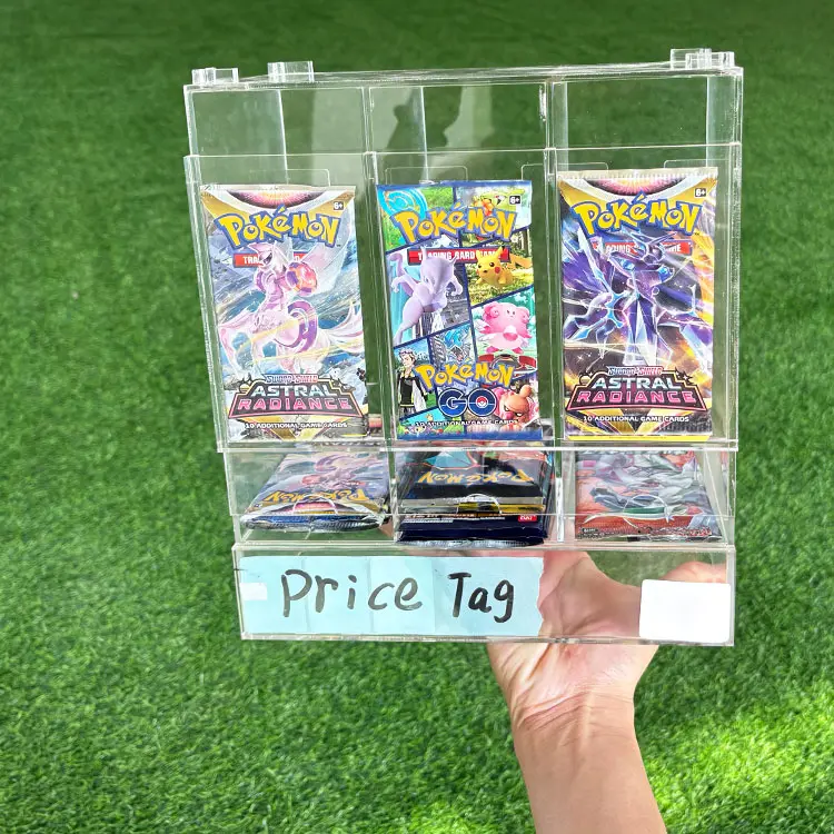 TCG Dispenser akrilik kualitas tinggi untuk Yugiho 3-6slot dapat ditumpuk tahan lama Dispenser paket Pokemon dapat memasukkan Tag harga