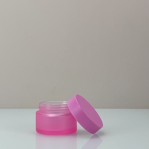 Glass Cosmetic Jar for Eye Cream 30g 50g 100g Round Shape Frosted Green Pink Clearglass Cream <b>Container</b> Jar with Sliver Lid - Product Image 3