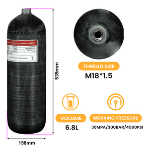 TUXING High Performance 6.8L 300bar 30mpa 4500psi Feuerlösch-Rettungs flasche Kohlefaser-Gasflasche für Atemgeräte - Product Image 3
