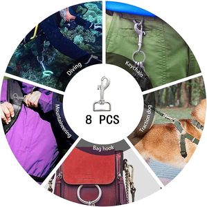 <span class=keywords><strong>Crochet</strong></span> en acier inoxydable carré pivotant oeil déclencheur boulon mousqueton pour chien laisse sacs sangle Camping porte-clés - Product Image 6