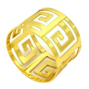 Basit arka karakter düğün yemeği masası süsler ağız halka altın peçete halkası Metal içi boş peçete halkası - Product Image 6