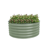 Jardinière surélevée classique moderne de luxe minimaliste en métal, support de plantation pour légumes, revêtement PE, utilisation extérieure pour hôtels, ronde/ovale/carrée