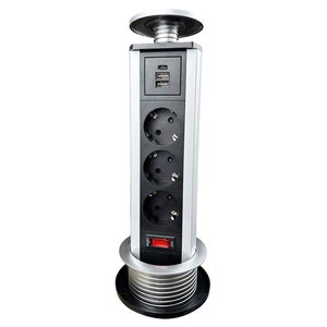 맞춤형 럭셔리 80mm 홀 블랙 실버 작업대 서 팝업 타워 소켓 주방 콘센트 FCC CE UKCA - Product Image 1