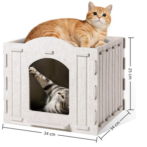Kapalı keçe kedi evi birden kediler için Modern tarzı Pet yatak asılı top oyuncaklar ile kapalı çift katmanlı kedi mağara yatak - Product Image 1