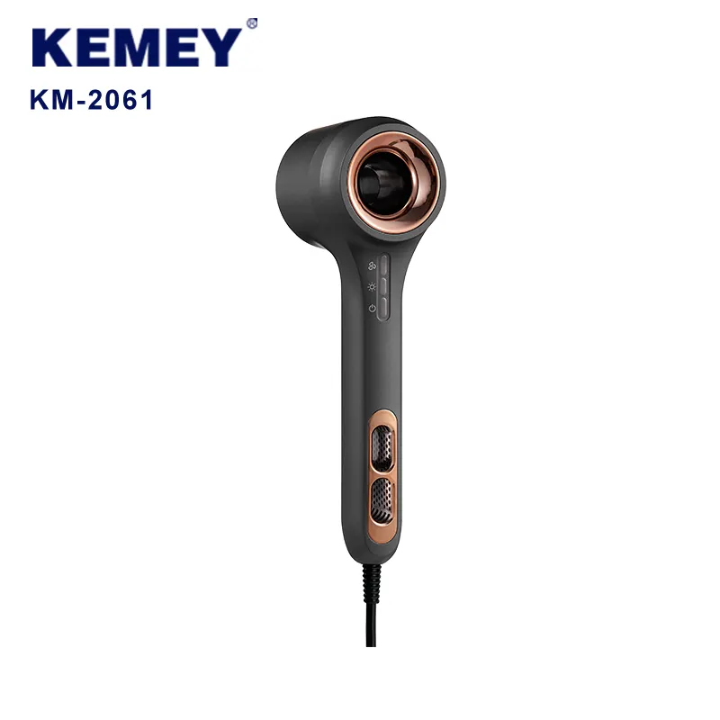 Kemei KM-2061 Secador de cabelo profissional de alta potência e secagem rápida com três engrenagens ajustável quente e frio para salão de barbeiro