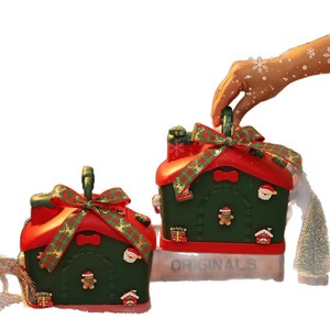 Christmas Gift Box House Shape Candy <b>Container</b> With Bowknot For Holiday Decoration - Product Image 5
