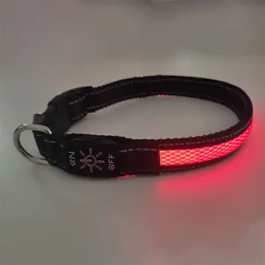 USB Rechargeable LED Flashing Light Anti-lost Dog Collar Reflective Adjustable Waterproof Durable Pet Glowing Collar